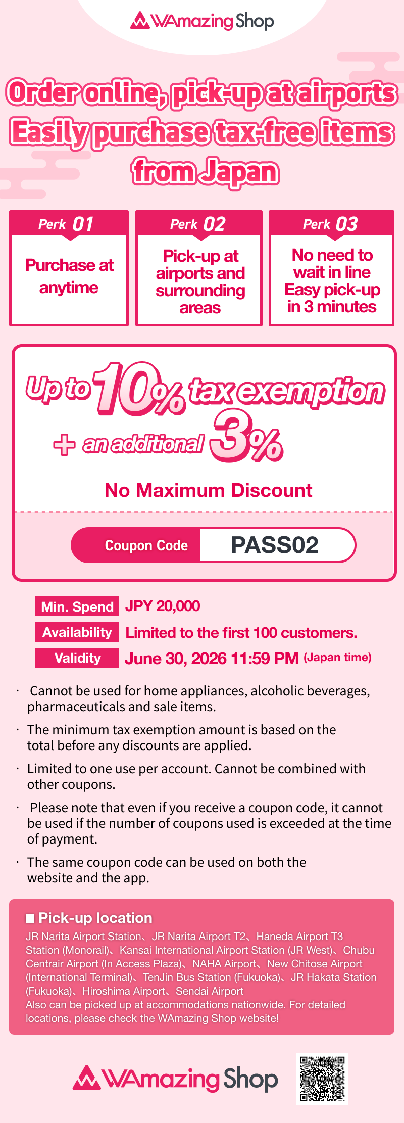 WAmazing Shopping Coupon(Airport Pickup, Up to 20% Off + Complimentary Souvenir)